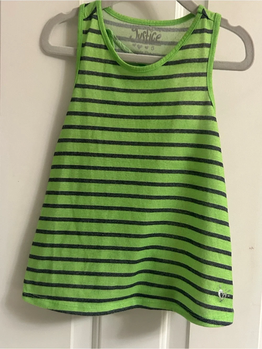 Justice Neon Green and Black Striped Girls' Tank Top
